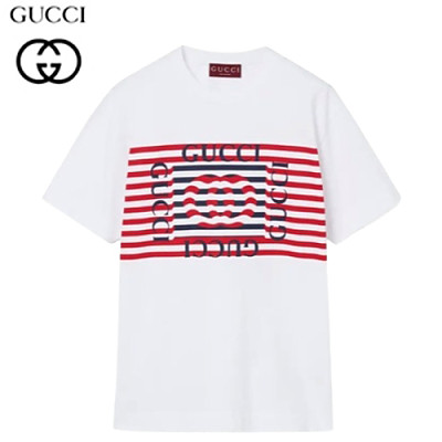 GUCCI-060311 구찌 화이트 프린트 장식 티셔츠 남여공용