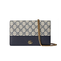 GUCCI-497985 4941 구찌 라이트 블루 가죽 GG 마몽 체인 달린 지갑