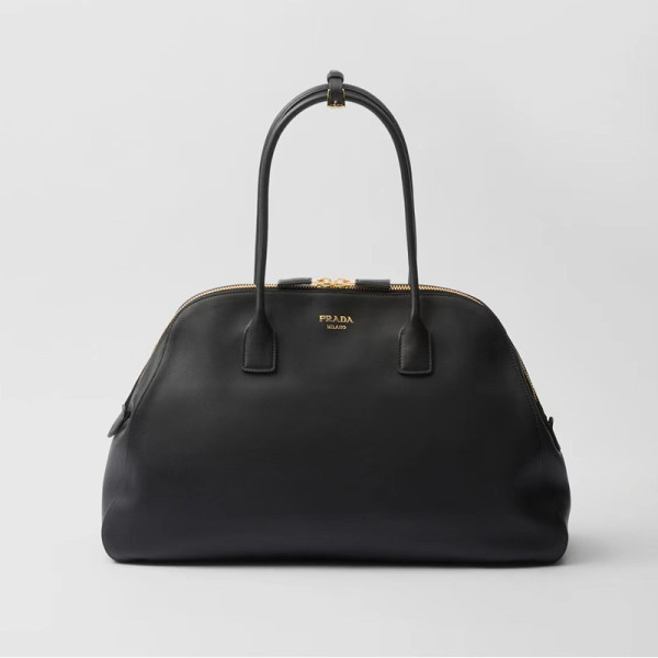 [스페셜오더]PRADA-1BG506 프라다 소프트 그레인 라지 토트백 금장 로고 블랙