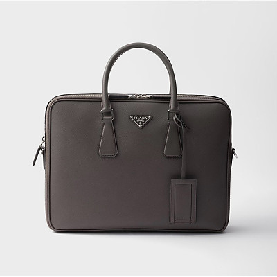 [스페셜오더]PRADA-2VE022 프라다 그레이 사피아노 가죽 브리프케이스