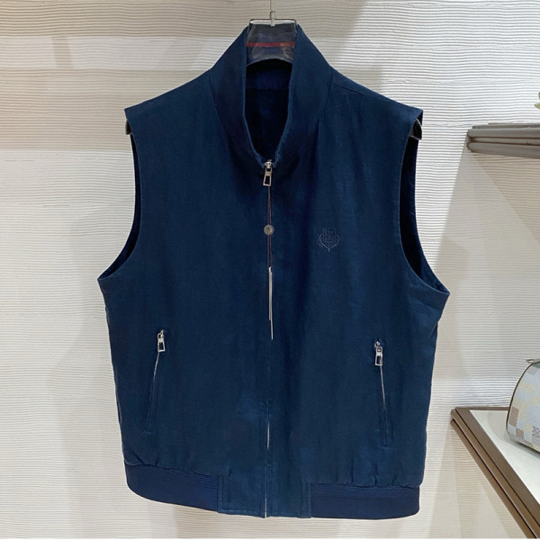 Loro Piana-03254 로로피아나 올드머니 스타일 LP 프리미엄 린넨 원단 조끼 네이비 남성용