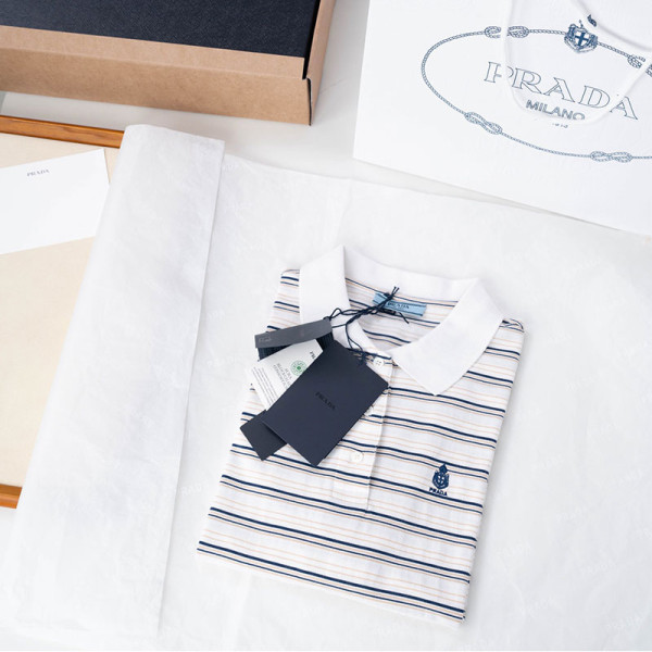 PRADA-06207 프라다 2026SS 줄무늬 진주 바닥 폴로 셔츠