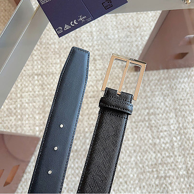 PRADA-07177 PRADA 프라다 남성용 벨트 은장 블랙 (폭 35mm)