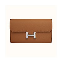 [스페셜오더]HERMES-H063626 에르메스 오렌지 앱송 Constance 콘스탄스 실버 하드웨어 롱 월릿