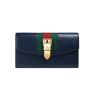 [스페셜오더]GUCCI-476084 4163 구찌 실비 Web 네이비 장지갑