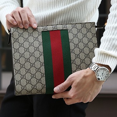 [스페셜오더]GUCCI-475316 1060 구찌 블랙 시그니처 Web 파우치