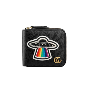 GUCCI-478138 8346 구찌 UFO 자수 패치 블랙 반지갑