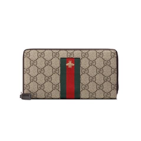 GUCCI-408831 8461 구찌 GG 수프림 Web 꿀벌 자수 지퍼 어라운드 장지갑