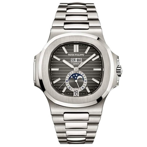 [스페셜오더]PATEK PHILIPPE-파텍 필립 노틸러스 문페이스 애뉴얼 캘린더 스틸 블랙 시계 40.5mm