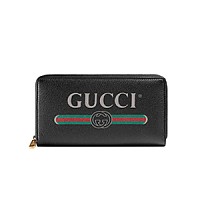 [스페셜오더]GUCCI-496317 6461 구찌 프린트 로고 레드 지퍼 어라운드 장지갑