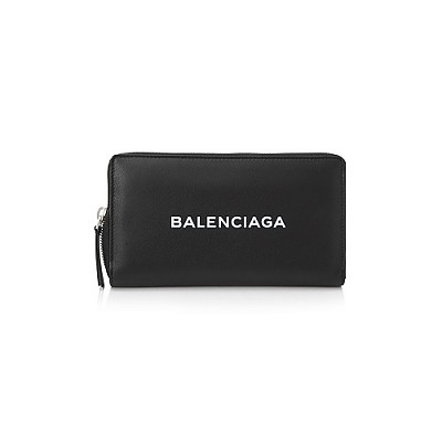 BALENCIAGA-490625 발렌시아가 블랙 로고 장식 컨티넨탈 지퍼 어라운드 지갑