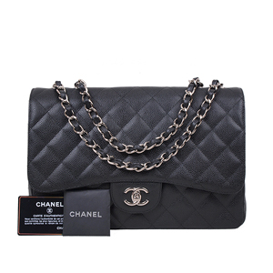 [스페셜오더]CHANEL-샤넬 블랙 캐비어 클래식 점보 은장