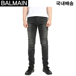 [자체제작] PIERRE BALMAIN-피에르발망 B패치로고 절개라인 스키니 바이커진 3컬러 블랙