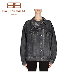 BALENCIAGA-492138 발렌시아가 풀드 블랙 데님 쟈겟 여성용