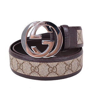 GUCCI-223891 인터로킹 G PVC 은장버클 벨트 커피