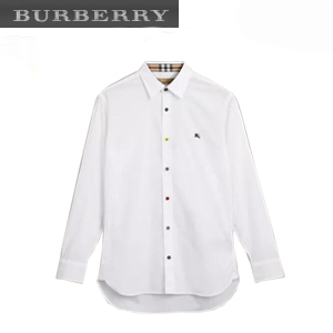 [스페셜오더]BURBERRY-80030831 버버리 컨트라스트 버튼 스트레치 페일 블루 코튼 셔츠