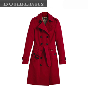 [스페셜오더]BURBERRY-39970281 버버리 샌드링엄  레드 쇼트 헤리티지 트렌치코트 여성용