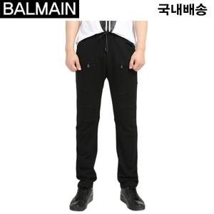 [자체제작] PIERRE BALMAIN-피에르발망 16SS 무릅 절개라인 로고패치 트레이닝 팬츠 블랙