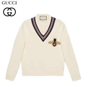 GUCCI-452796 9169 구찌 화이트 울 벌 모양 아플리케 스웨터(남여공용)