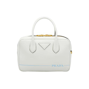 [스페셜오더]PRADA-1BB049 프라다 화이트 송아지 가죽 실크스크린 로고 미라지 스몰 탑 핸들백