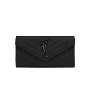 SAINT LAURENT-372264 생 로랑 블랙 골드 라지 모노그램 플랩 장지갑