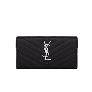 SAINT LAURENT-372264 생 로랑 블랙 골드 라지 모노그램 플랩 장지갑