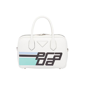 [스페셜오더]PRADA-1BB049 프라다 화이트 송아지 가죽 실크스크린 OMA 프라다 로고 미라지 스몰 탑 핸들백