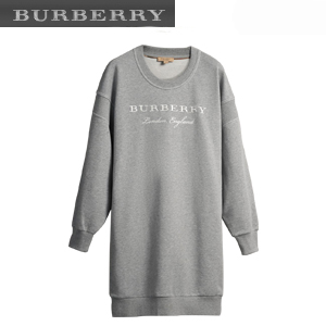 BURBERRYI-40575111 버버리 그레이 엠브로이더리 모티프 코튼 저지 스웨트셔츠 드레스 여성용