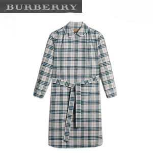 [스페셜오더]BURBERRY-40677641 버버리  레이스 트리밍 칼라 체크 핑크 아젤리아 코튼 셔츠 드레스