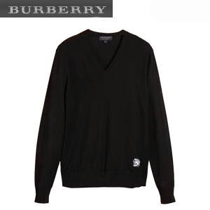 BURBERRYI-45533771 버버리 팔라스 헬멧 모티프 메리노 울 브이넥 블랙 스웨터 남성용