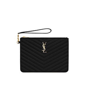 SAINT LAURENT-379039 생 로랑 블랙 마틀라세 모노그램 스몰 파우치 24cm