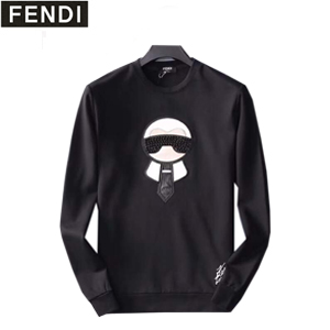 FENDI-FY07915 펜디 블랙 코튼 인레이 장식 스웨트셔츠