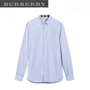 BURBERRY-39961141 버버리 체크 디테일 화이트 코튼 옥스퍼드 셔츠