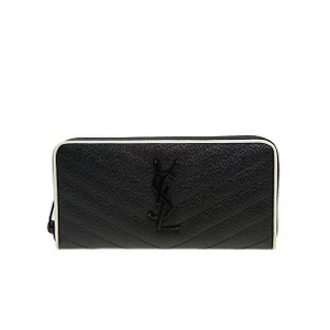 SAINT LAURENT-358094 생로랑 페일 골드 메탈릭 그레인드 가죽 모노그램 생 로랑 지퍼 어라운드 지갑