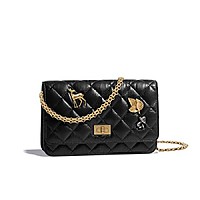 CHANEL-AP1450 샤넬 블랙 램스킨 골드볼 WOC 월릿 온 체인 19cm